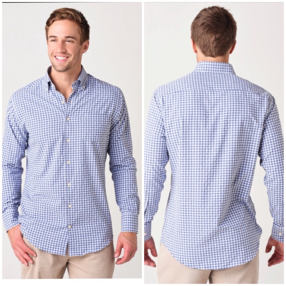 Peter Millar Men’s Spencer Poplin Sport Gingham Long Sleeve Shirt Sz XL